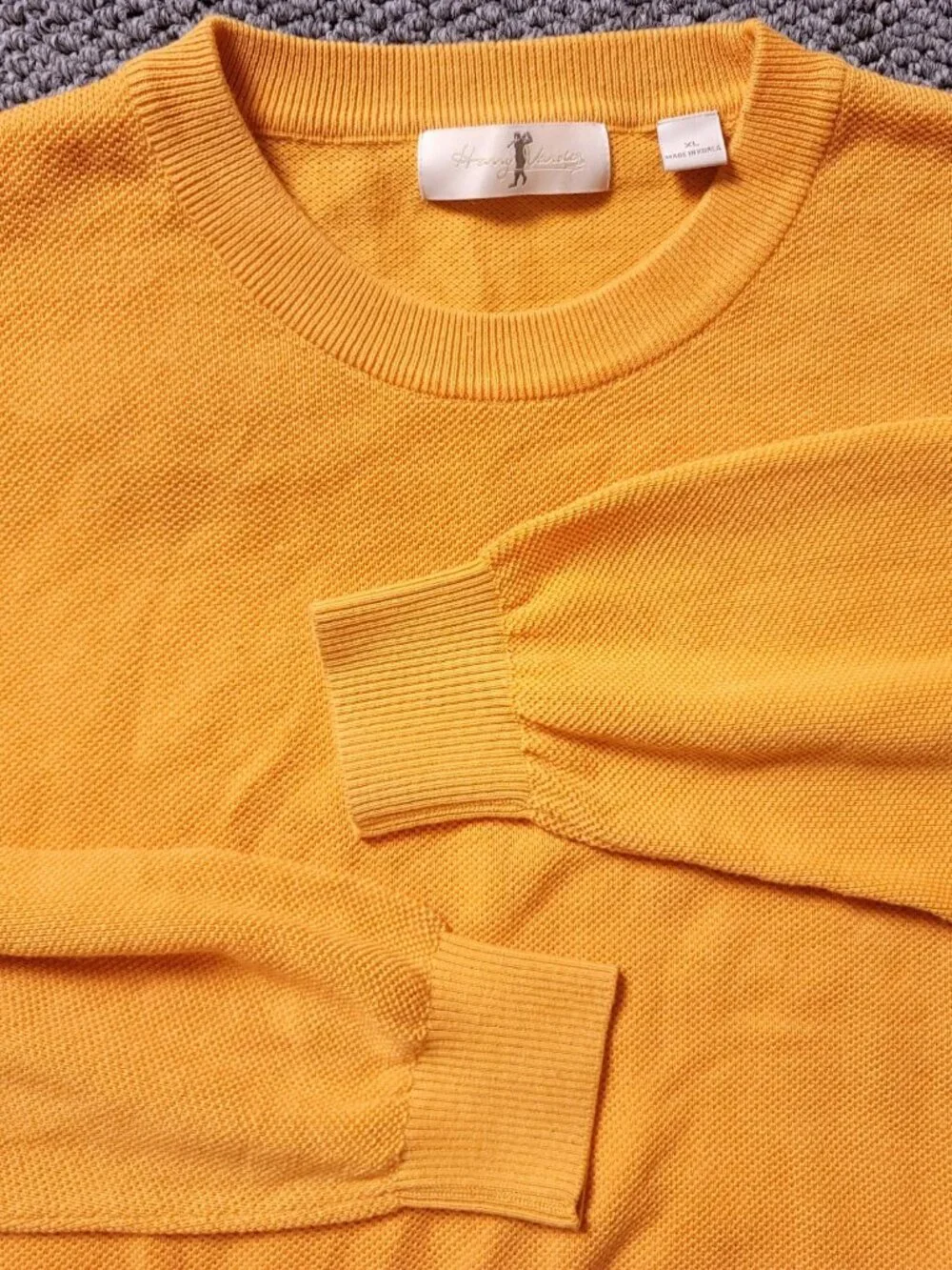 Harry Vardon Golf Sweater Mens XL Orange Ribbed Crewneck Cotton Acrylic Grandpa
